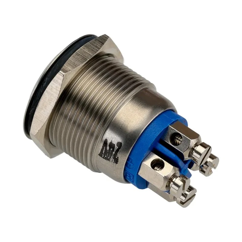 Bulgin Series Illuminated Push Button Switch, Momentary, Panel Mount, 19.2 mm Cutout, SPST, Blue LED, IP66, 24 V dc MPI002