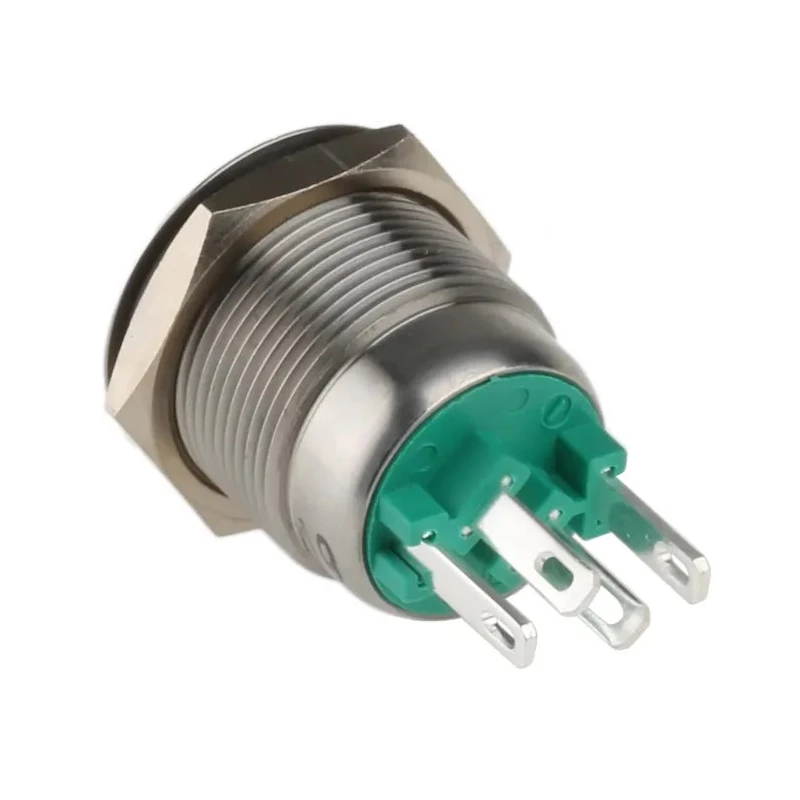 Bulgin Illuminated Momentary Push Button Switch Panel Mount 19.2 mm Cutout Green LED IP66 24 V dc MPI002