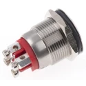 Bulgin MPI002 Series Illuminated Push Button Switch Momentary Panel 19.2 mm Cutout SPST Red LED IP66 24 V dc MPI002