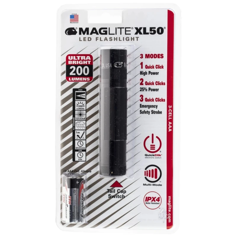 Maglite LED Torch Black 104 lm 122 mm Aircraft Aluminium Housing XL50