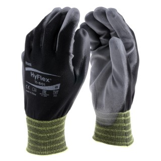 Ansell HyFlex 11-601 Black Nylon Work Gloves Size 8 Polyurethane Coating 11601080