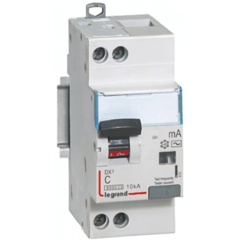 Legrand RCD Switch, 6A Current Rating, 1-Pole, 30 mA Trip Sensitivity, Type C, DX Range, DX3 Range 4 107 83