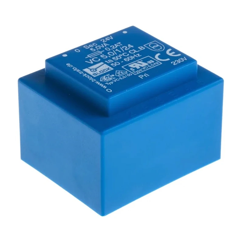 Block PCB Transformer 230 V ac Primary, 24 V ac Secondary, 1 Output Pin, 5 VA, Pin Mount VC 5,0/1/24