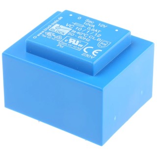 Block PCB Transformer 230 V ac Primary, 12 V ac Single Output, 10 VA, Through Hole Mount VC 10/1/12