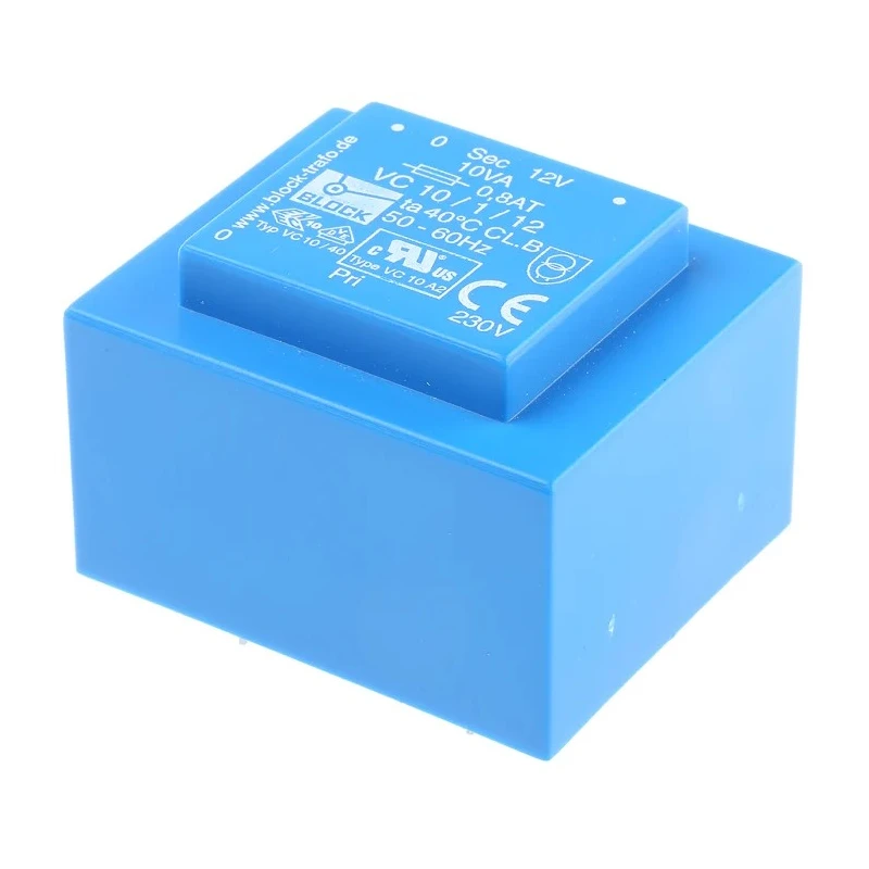 Block PCB Transformer 230 V ac Primary, 12 V ac Single Output, 10 VA, Through Hole Mount VC 10/1/12