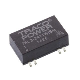 TRACOPOWER THL 3WISM 3W Surface Mount DC/DC Converter, 5V DC, 600mA Output, 9V-36V Input, 85°C Max Temperature THL 3-2411WISM