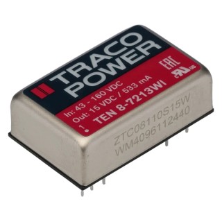 TRACOPOWER DC/DC Converter DIP Package 15V DC 533mA Output 160V DC Max Input TEN 8-7213WI