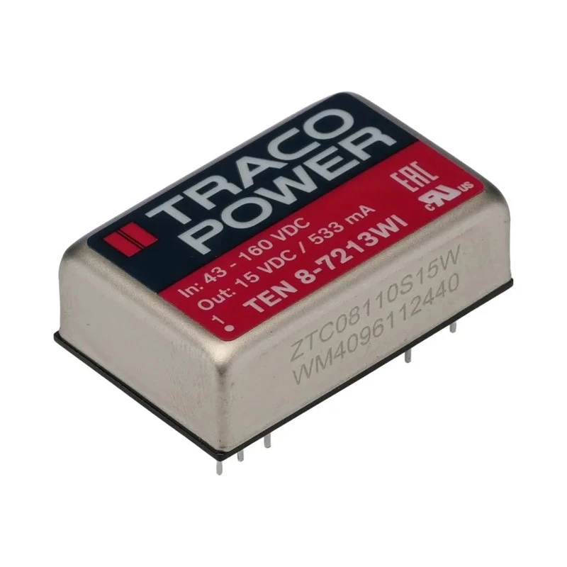TRACOPOWER DC/DC Converter DIP Package 15V DC 533mA Output 160V DC Max Input TEN 8-7213WI