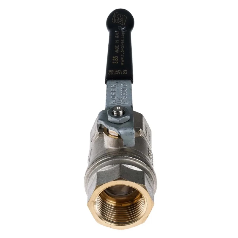 RS PRO Nickel Plated Brass Threaded 2-Way Ball Valve BSPP 1 in 40 bar 150°C 733-5182