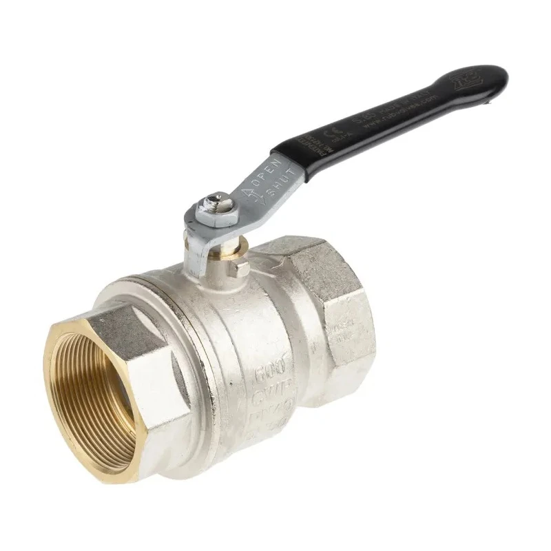 RS PRO Nickel Plated Brass Threaded 2-Way Ball Valve BSPP 2 in 40 bar 150°C 733-5198