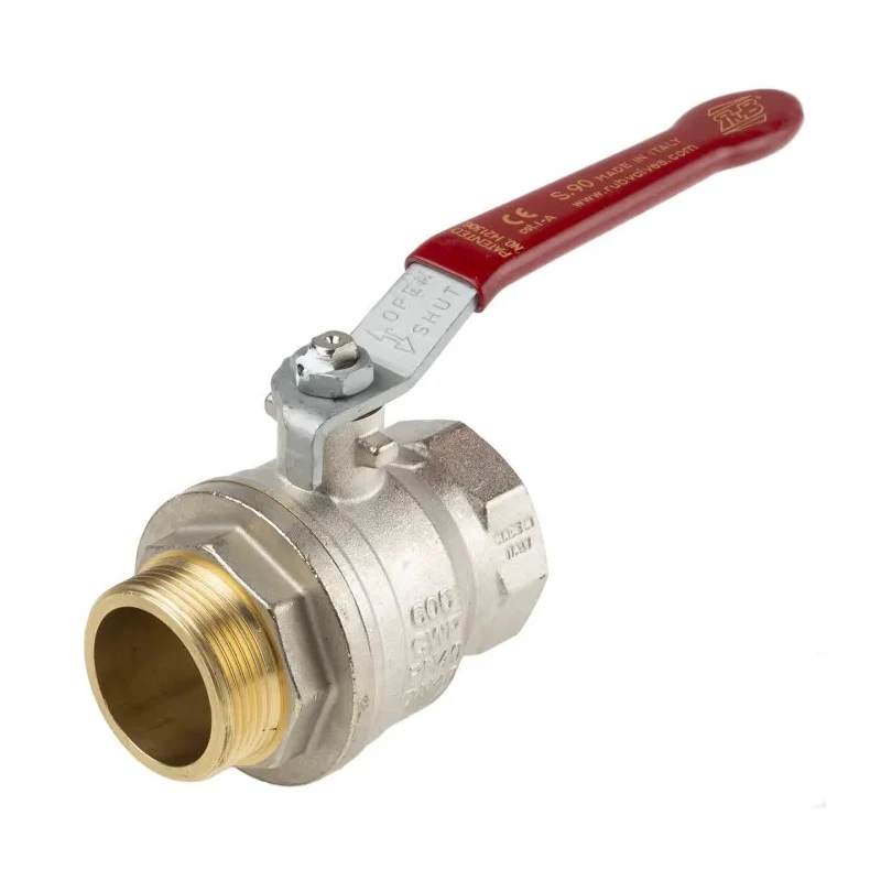 RS PRO Brass Threaded Ball Valve 1 1/2 Inch BSPP Full Port Lever Handle 170°C 733-5252