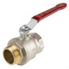 RS PRO Brass Threaded Ball Valve 1 1/2 Inch BSPP Full Port Lever Handle 170°C 733-5252