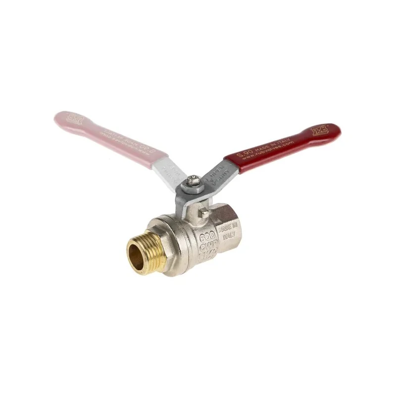 RS PRO Brass Threaded 2-Way BSPP Ball Valve 1/2 in, 32 bar, PVC Coated Steel Handle 733-5237