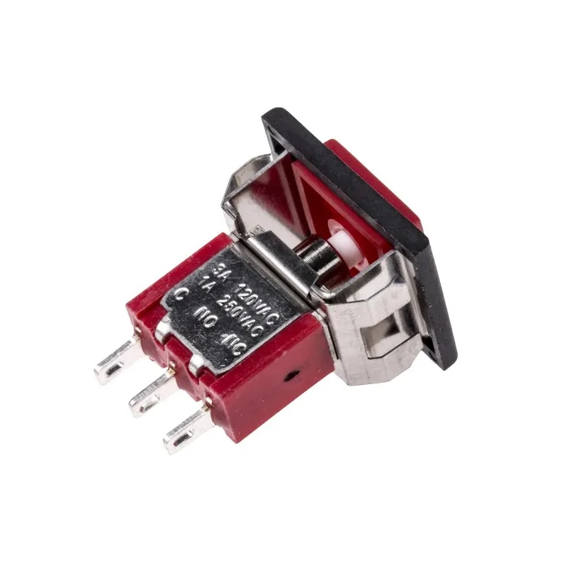 RS PRO Panel Mount Momentary Push Button Switch SPDT Red LED 28 V dc 120 V ac 15.7 mm Cutout 734-6779