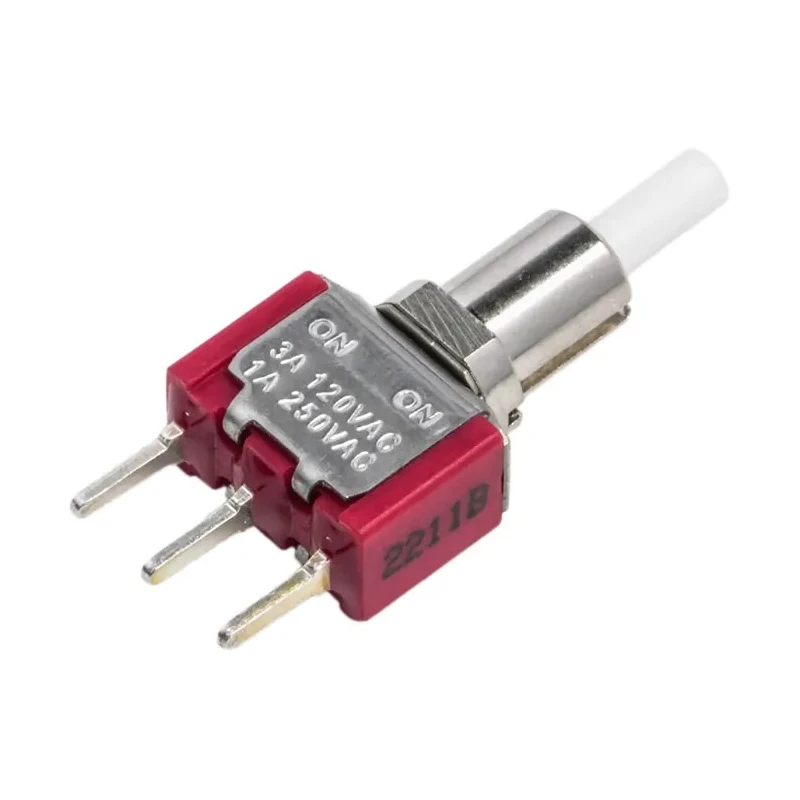 RS PRO Push Button Switch, Latching PCB Mount, 6.35 mm Cutout, SPDT Contact, Red LED, 28 V dc, 120 V ac, 3A Current 734-6798