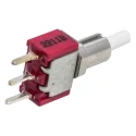 RS PRO Push Button Switch, Latching PCB Mount, 6.35 mm Cutout, SPDT Contact, Red LED, 28 V dc, 120 V ac, 3A Current 734-6798