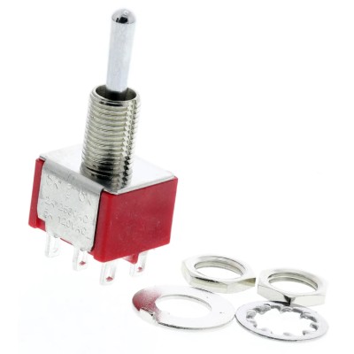 RS PRO Toggle Switch Panel Mount On-Off-On DPDT 5A 26 V dc 112 V ac Chrome Plated Brass Actuator 734-7038