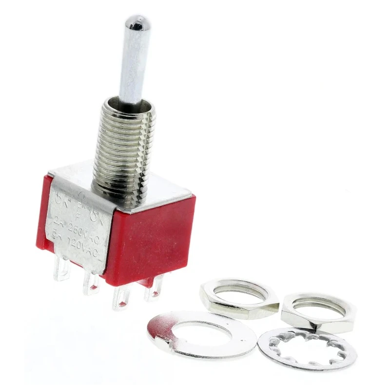 RS PRO Toggle Switch Panel Mount On-Off-On DPDT 5A 26 V dc 112 V ac Chrome Plated Brass Actuator 734-7038