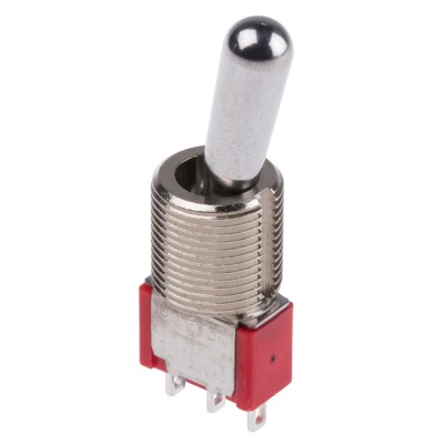 RS PRO Toggle Switch Panel Mount On-Off-On SPDT 28 V dc 112 V ac Chrome Plated Brass Actuator 734-7139P