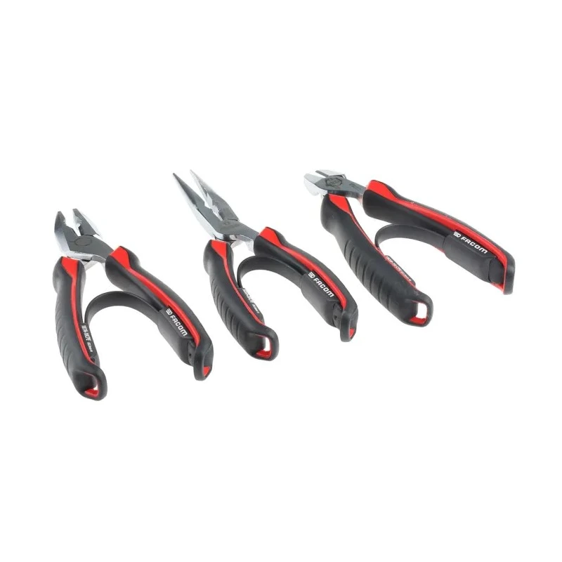 Facom 3-Piece Plier Set Combination Pliers Diagonal Cutters Half Round Long Nose MOD.CPEA0PB