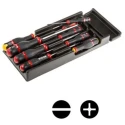 Facom Phillips Slotted Standard Screwdriver Set 8-Piece, Bi-Material Grip, Black Tipped Mat Chromed Blades MOD.AT1
