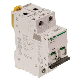 Schneider Electric Acti9 IC60N Miniature Circuit Breaker 2-Pole 1A Type C Thermal Magnetic Trip 100V-440V A9F74201