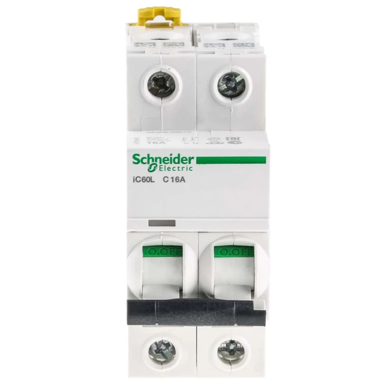 Schneider Electric Acti9 iC60L Miniature Circuit Breaker, 2-Pole, 16A, Type C, Thermal Magnetic Trip Unit A9F94216