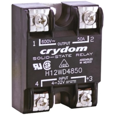 Crydom Solid State Relay Panel Mount, 125A Load, 660 Vrms Load, 32V DC Control H12WD