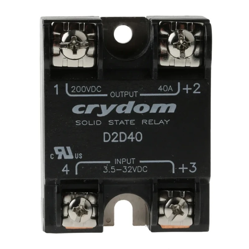 Crydom 1-DC Series Solid State Relay 40A Load, 200 V DC Load, 32V DC Control D2D40