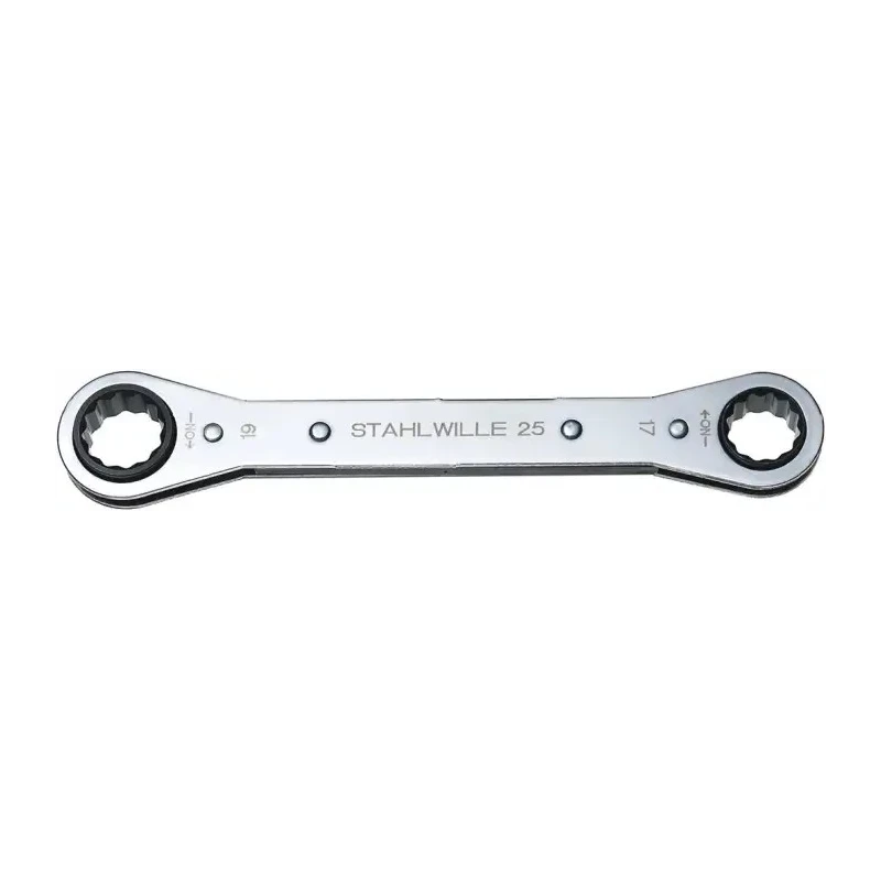 STAHLWILLE Ratchet Ring Spanner Double Ended 17 x 19 mm, 205mm Overall Length 41131719
