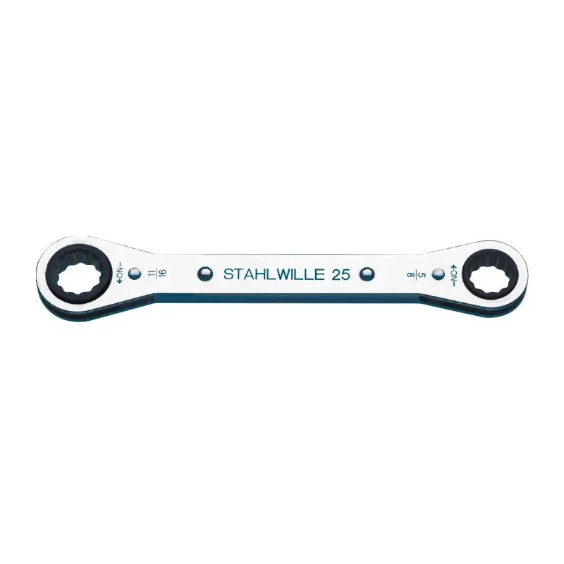STAHLWILLE Ratchet Ring Spanner 1/2 x 9/16 inch, Chrome Finish Steel, 174mm Overall Length 41563234