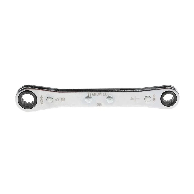 STAHLWILLE Ratchet Ring Spanner Double Ended 1/4 in, 5/16 in, 109mm Overall Length Chrome Finish 41561620