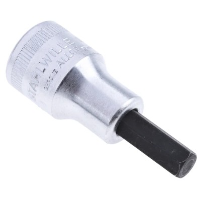 STAHLWILLE 1/2 in Square Drive Bit Socket Chrome Alloy Steel, 22mm Overall Length 03050008