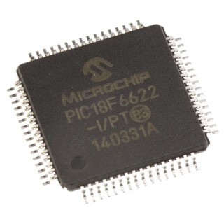 Microchip 8 bit PIC Microcontroller PIC18F6622-I/PT, 40 MHz, 1.024kB RAM, 64 kB FLASH, 64-Pin TQFP PIC18F6622-I/PT