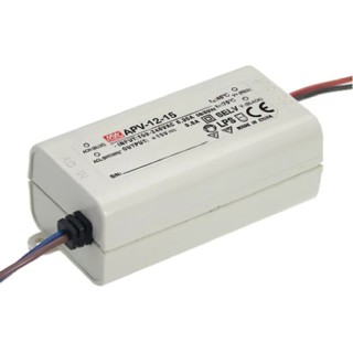 MEAN WELL IP30 1 Output LED Driver, 15V, 12W, 0.8A Constant Voltage AC-DC Power Supply 