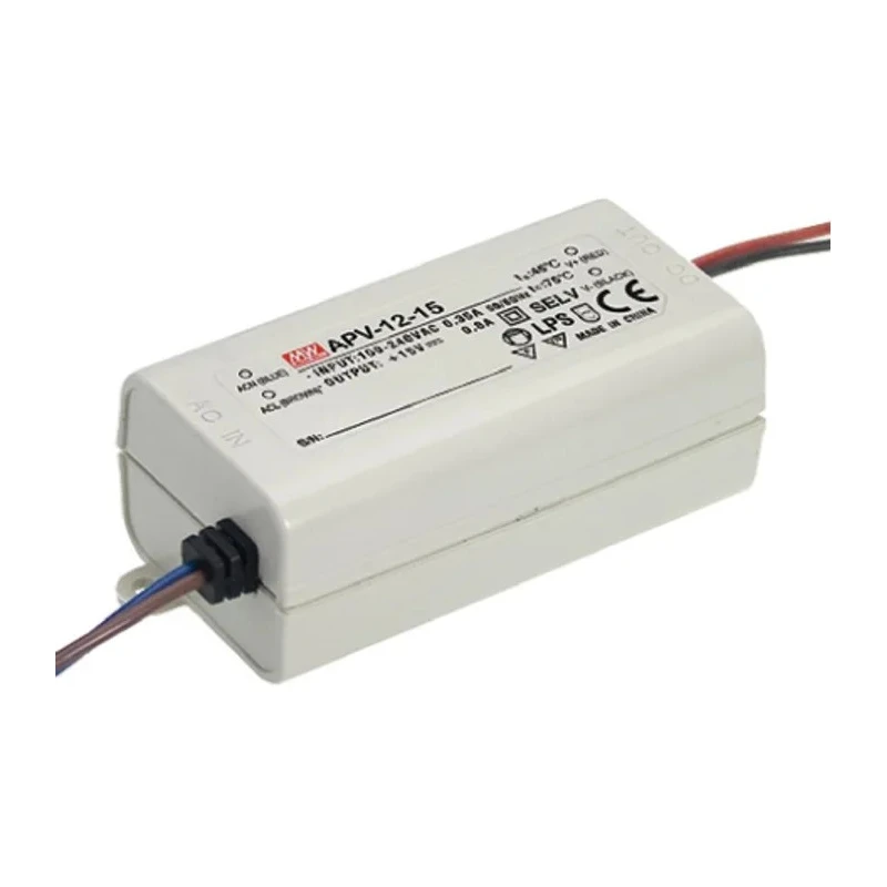 MEAN WELL IP30 1 Output LED Driver, 15V, 12W, 0.8A Constant Voltage AC-DC Power Supply 