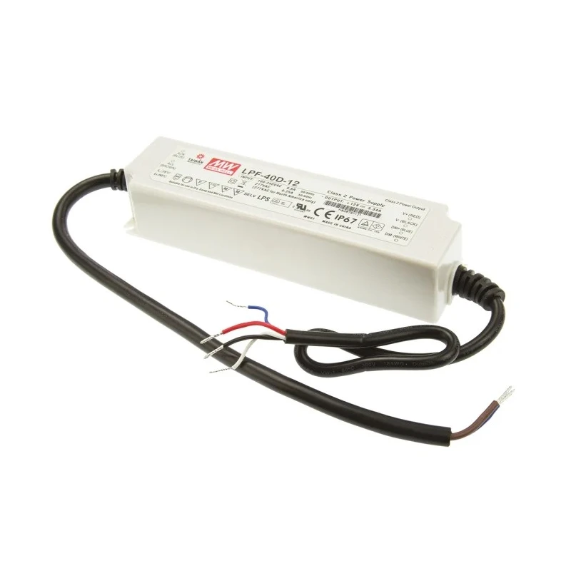 MEAN WELL IP67 5 Output Dimmable Constant Voltage LED Driver, 12V, 40.08W, 3.34A, 1 to 10 V PWM Resistance 