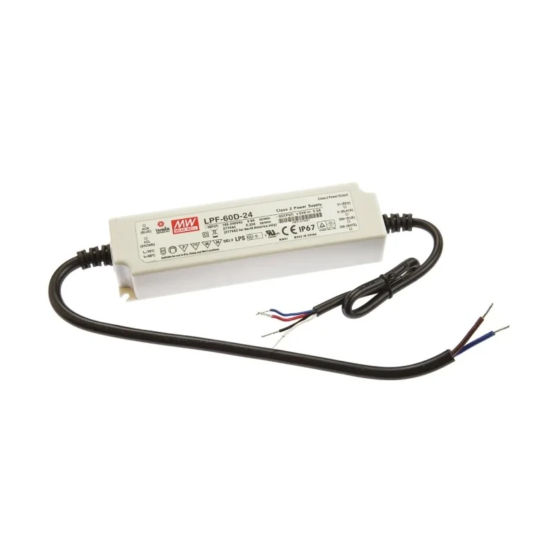 MEAN WELL IP67 5 Output Dimmable Constant Voltage LED Driver, 24V, 60W, 2.5A, 1 to 10 V PWM Resistance 