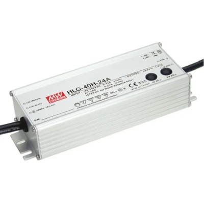 MEAN WELL 5 Output LED Driver, 20V, 40W, 2A, IP67 Waterproof Dimmable Constant Voltage 