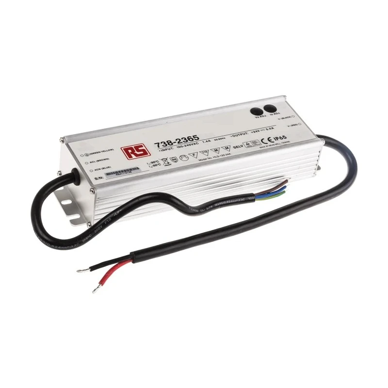 MEAN WELL IP65 Dimmable 1 Output LED Driver, 24V, 120W, 5A Potentiometer 