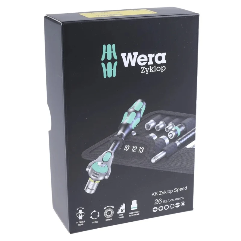 Wera 26-Piece 1/4 in Hexagon Socket Set Brushed Chrome Plated CZ 05051045001