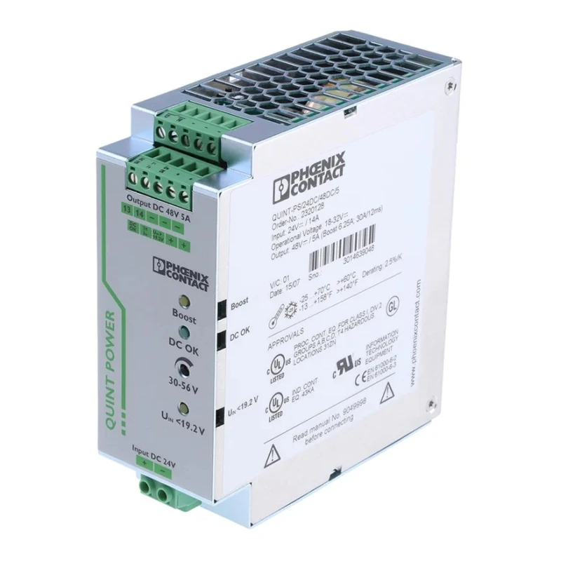 Phoenix Contact QUINT-PS/24DC/48DC/5 DC/DC Converter 48V DC Output 5A 24-32V DC Input DIN Rail Mount 240W 70°C 2320128