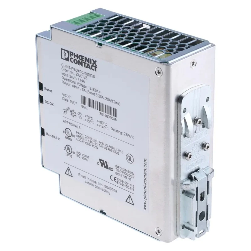 Phoenix Contact QUINT-PS/24DC/48DC/5 DC/DC Converter 48V DC Output 5A 24-32V DC Input DIN Rail Mount 240W 70°C 2320128