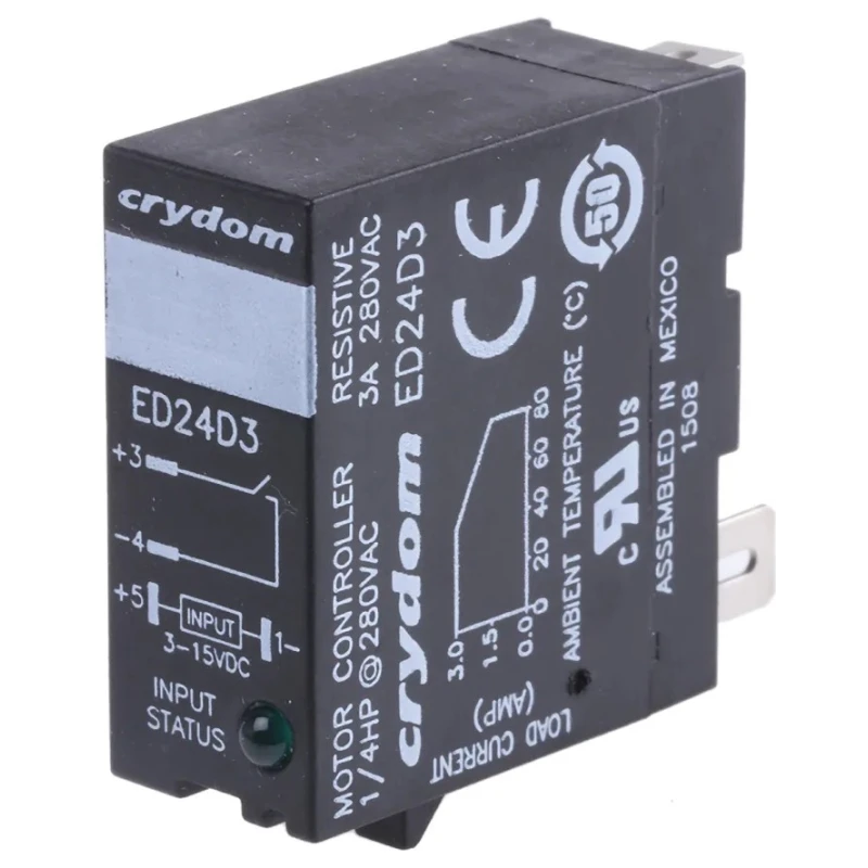 Crydom ED Series Solid State Relay, 3A Load, DIN Rail Mount, 280 Vrms Load, 15V DC Control ED24D3