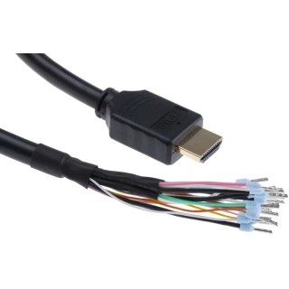 RS PRO 5 m HDMI Cable Male Unterminated with Ferrule Crimping, Black 740-6676