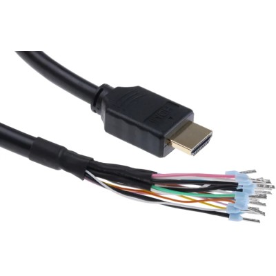 RS PRO 5 m HDMI Cable Male Unterminated with Ferrule Crimping, Black 740-6676