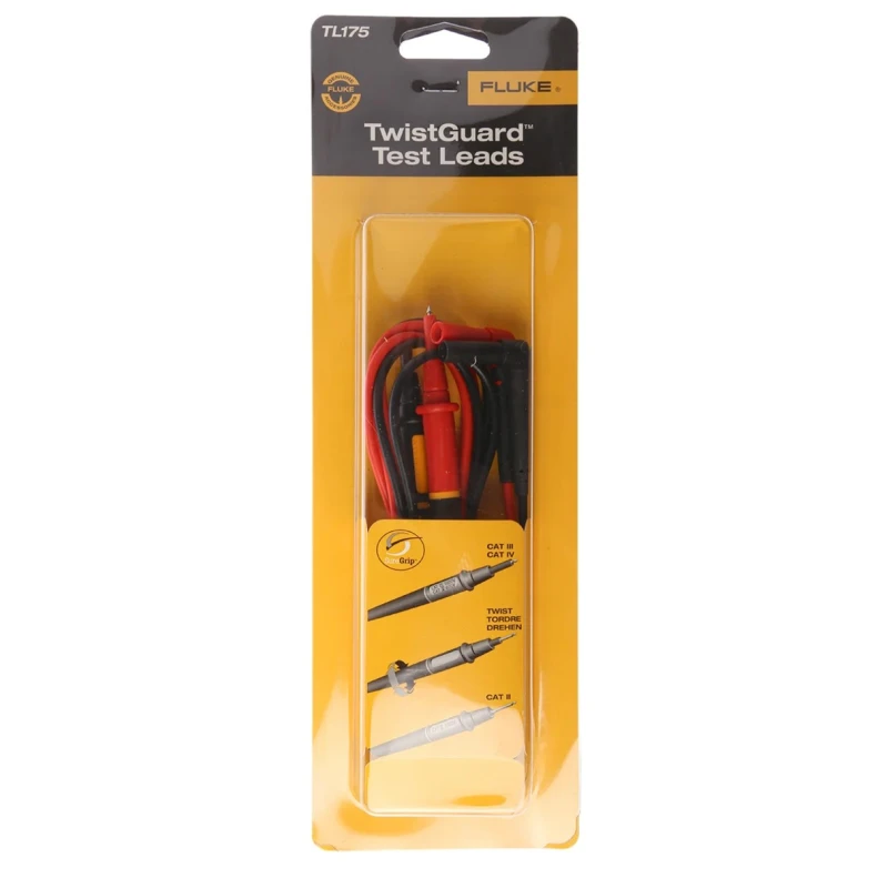 Fluke Multimeter Test Lead Kit TL175 CAT III CAT IV 10A 19mm Lead Length 1600kV Safety Voltage Taiwan TL175