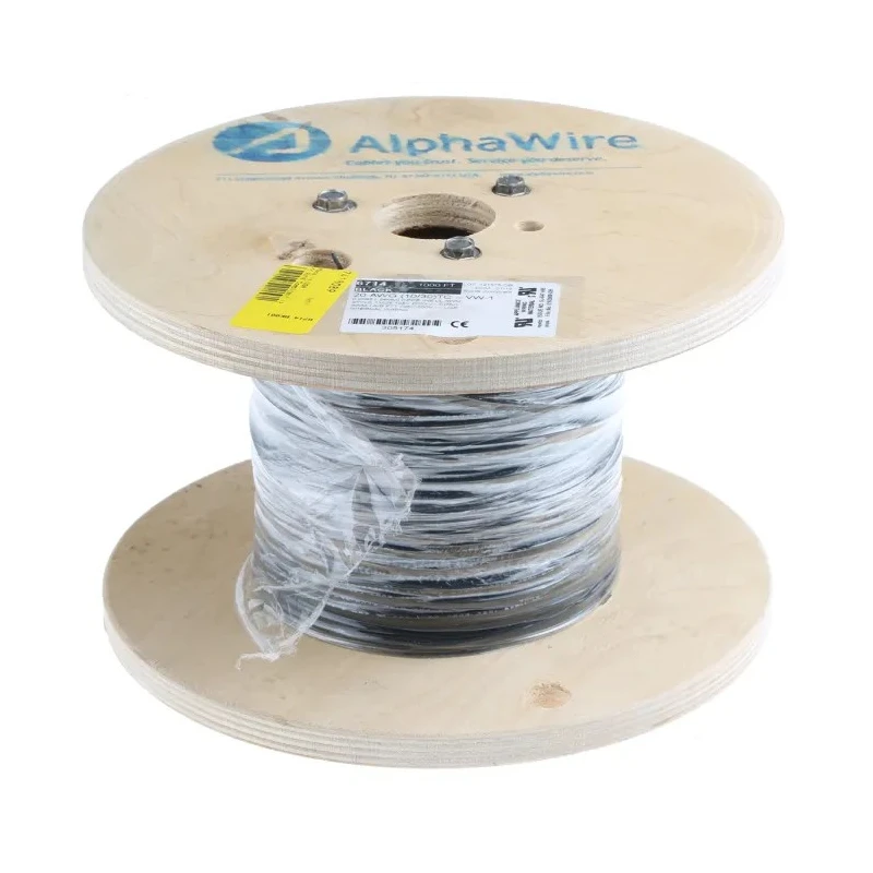 Alpha Wire Ecogen Ecowire Series Black 0.52 mm² 20 AWG Hook Up Wire Tinned Copper Conductor MPPE Insulation 600V 6714 BK001