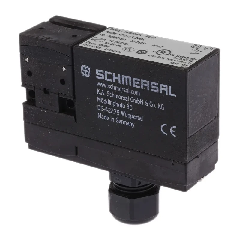 Schmersal Solenoid Interlock Switch AZM 170-11ZRK 24 VAC/DC Power to Unlock with IP67 Protection and 10W Consumption