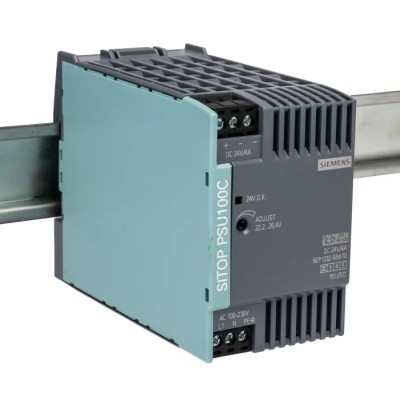 Siemens SITOP Switch Mode DIN Rail Power Supply 1 Phase AC/DC Input 85-264V Output 24V DC 4A 96W Efficiency 88% PSU100C
